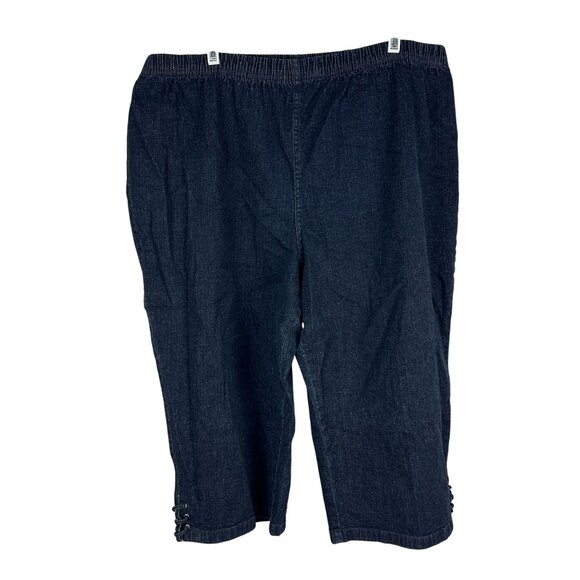 Croft & Barrow Womens Stretch Denim Capris 3X Dark Wash Elastic Waist - Picture 1 of 5